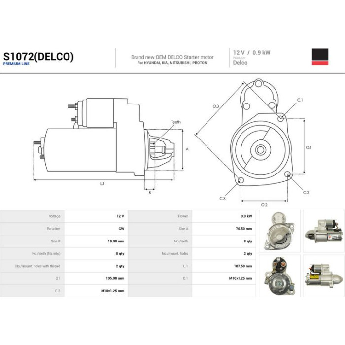 S1072(DELCO) AS-PL Anlasser (Starter) S1072(DELCO) S1072(DELCO) AS-PL Anlasser (Starter) S1072(DELCO)