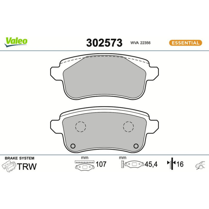 Valeo Bremsbelagsatz 302573 Valeo Bremsbelagsatz 302573