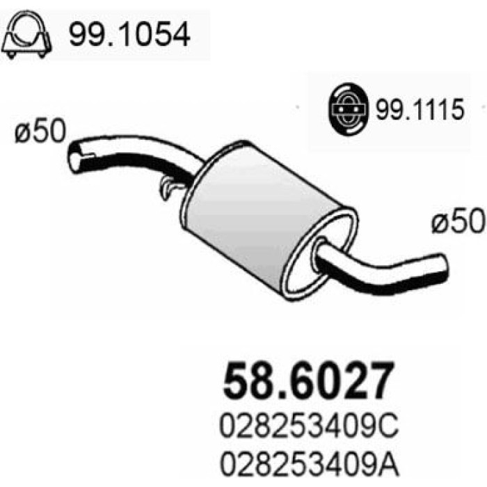 ASSO Mittelschalldämpfer 58.6027 ASSO Mittelschalldämpfer 58.6027