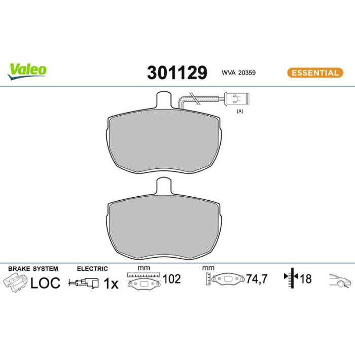 301129 Valeo Bremsbelagsatz 301129 301129 Valeo Bremsbelagsatz 301129