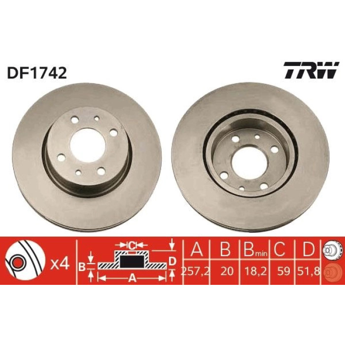 DF1742 TRW Bremsscheibe DF1742