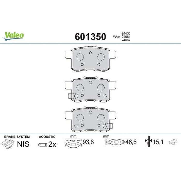Valeo Bremsbelagsatz 601350 Valeo Bremsbelagsatz 601350