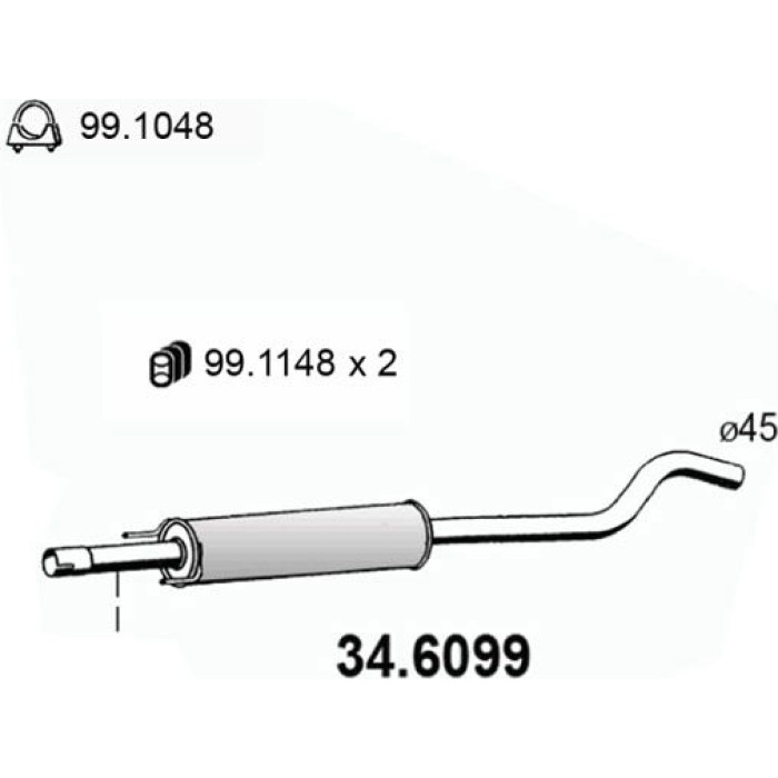 ASSO Mittelschalldämpfer 34.6099 ASSO Mittelschalldämpfer 34.6099