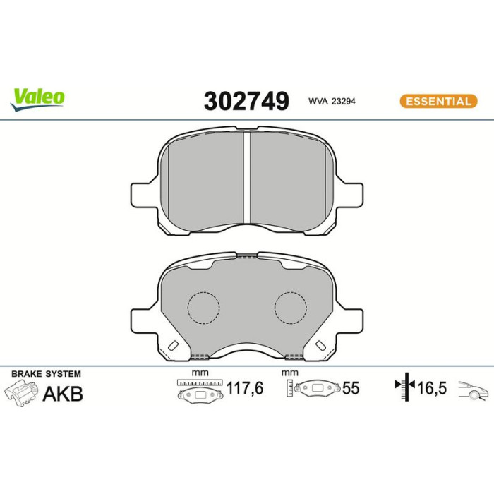 Valeo Bremsbelagsatz 302749 Valeo Bremsbelagsatz 302749