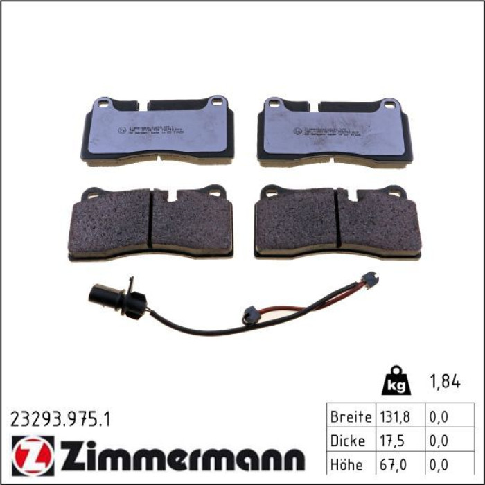 ZIMMERMANN Bremsbelagsatz, Scheibenbremse 23293.975.1 ZIMMERMANN Bremsbelagsatz, Scheibenbremse 23293.975.1