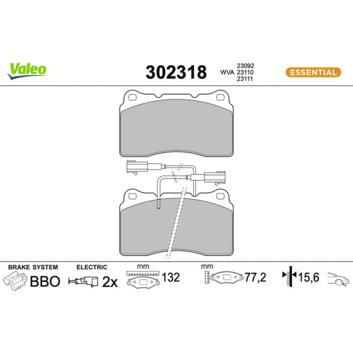 Valeo Bremsbelagsatz 302318 Valeo Bremsbelagsatz 302318