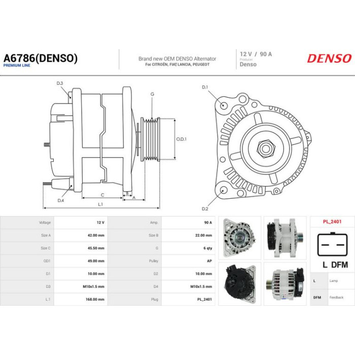 A6786(DENSO) AS-PL Lichtmaschine (Generator) A6786(DENSO)