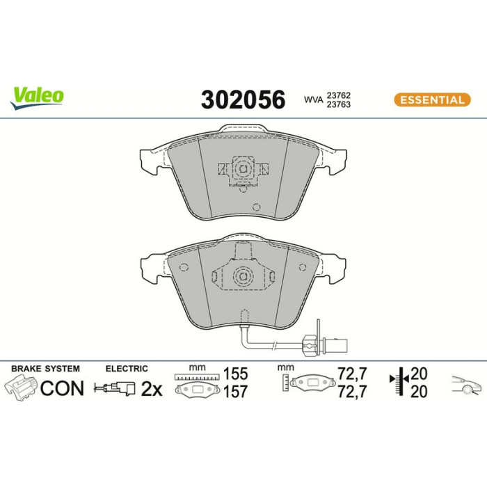 Valeo Bremsbelagsatz 302056 Valeo Bremsbelagsatz 302056