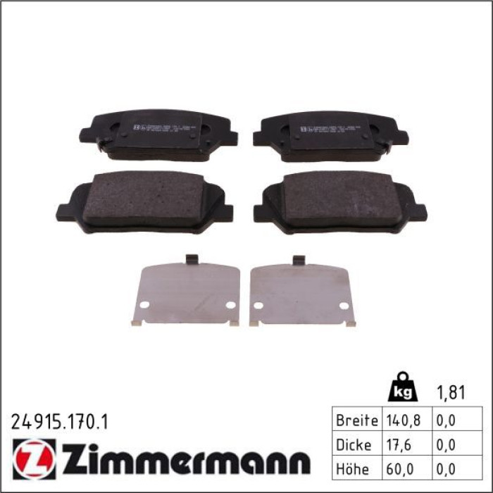 24915.170.1 ZIMMERMANN Bremsbeläge 24915.170.1 24915.170.1 ZIMMERMANN Bremsbeläge 24915.170.1