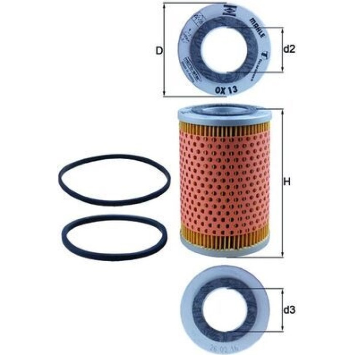 OX 13D MAHLE Ölfilter OX 13D, Filtereinsatz, Höhe 108 mm – u. a. für Wolseley 18/85, MG Mgb Cabriolet, MG Gt – OE Nummer 2067257 - l