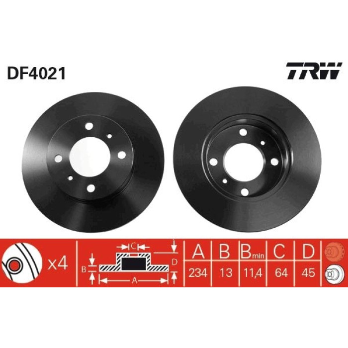 TRW Bremsscheibe DF4021 TRW Bremsscheibe DF4021