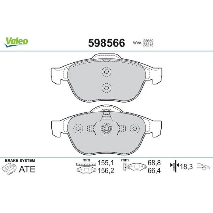 Valeo Bremsbelagsatz 598566 Valeo Bremsbelagsatz 598566