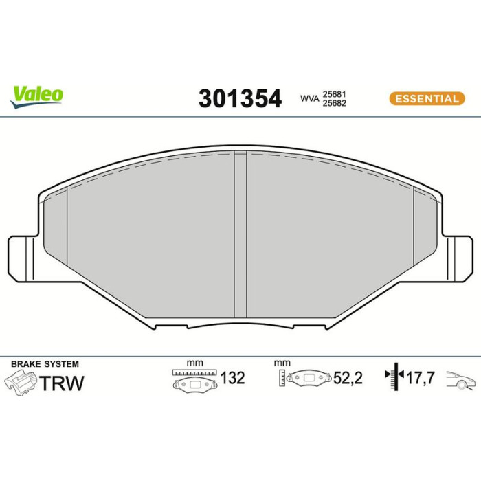 301354 Valeo Bremsbelagsatz 301354 301354 Valeo Bremsbelagsatz 301354