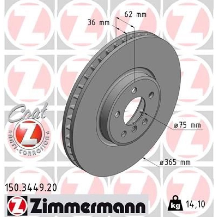Zimmermann Bremsscheibe 150.3449.20 Zimmermann Bremsscheibe 150.3449.20
