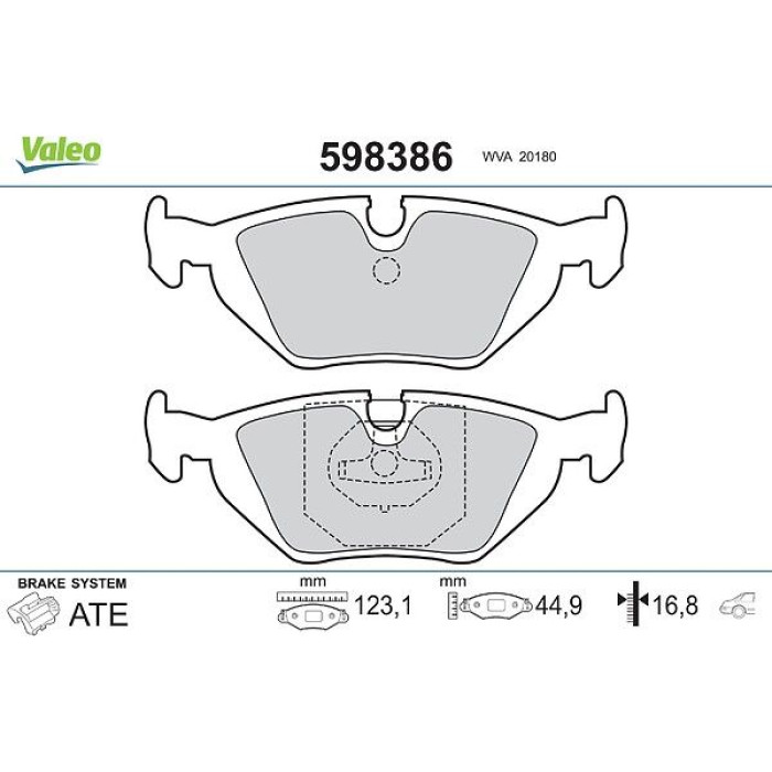 Valeo Bremsbelagsatz 598386 Valeo Bremsbelagsatz 598386