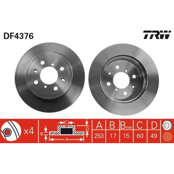 TRW Bremsscheibe Opel Agila DF4376