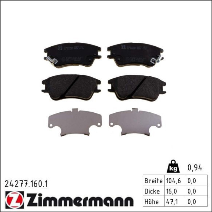 ZIMMERMANN Bremsbeläge 24277.160.1 ZIMMERMANN Bremsbeläge 24277.160.1