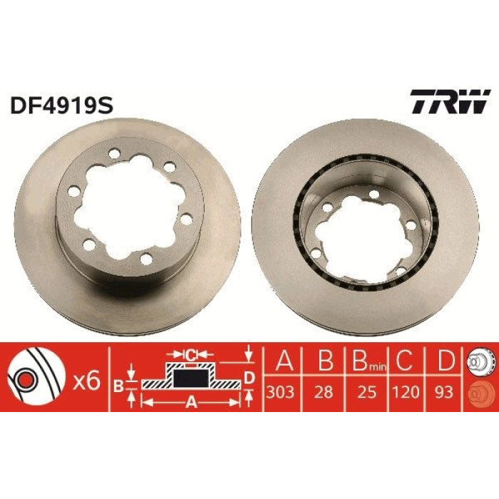 TRW Bremsscheibe Mercedes-Benz Sprinter 06 DF4919S TRW Bremsscheibe Mercedes-Benz Sprinter 06 DF4919S