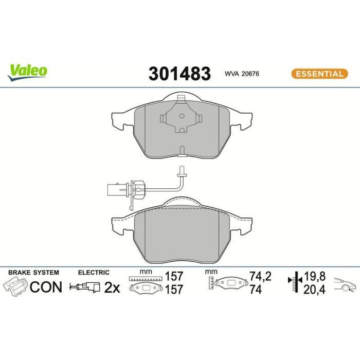 Valeo Bremsbelagsatz 301483 Valeo Bremsbelagsatz 301483