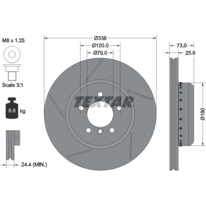Textar Bremsscheibe 92266925 – gelocht Textar Bremsscheibe 92266925 – gelocht