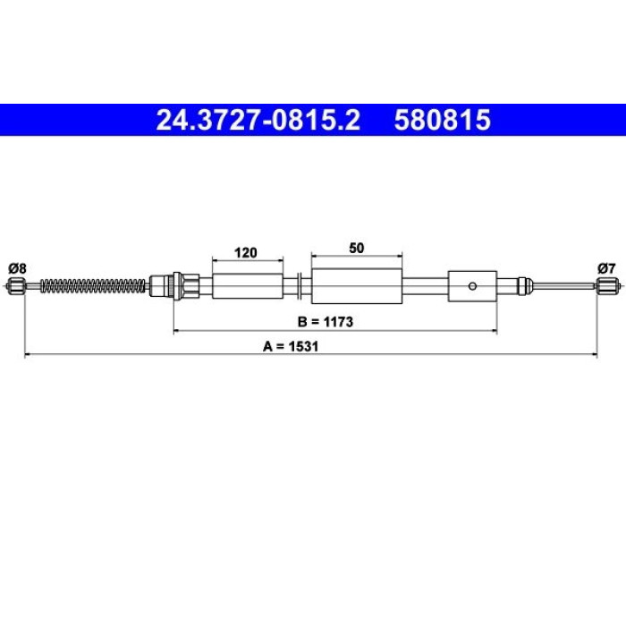 ATE Handbremsseil 24.3727-0815.2 ATE Handbremsseil 24.3727-0815.2
