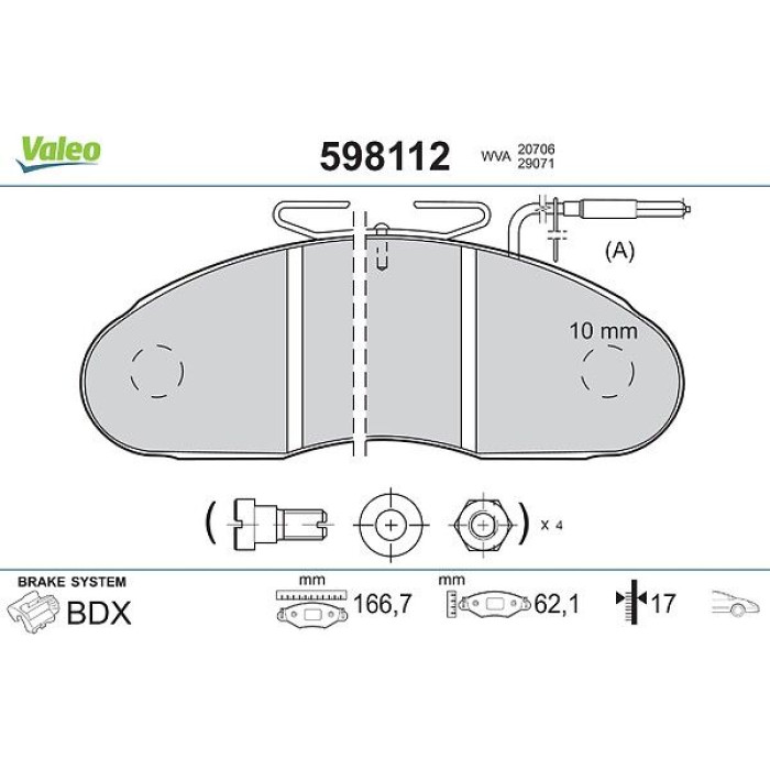 Valeo Bremsbelagsatz 598112 Valeo Bremsbelagsatz 598112
