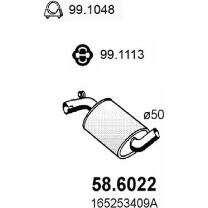 ASSO Mittelschalldämpfer 58.6022 ASSO Mittelschalldämpfer 58.6022