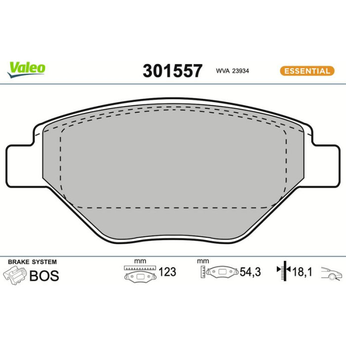 Valeo Bremsbelagsatz 301557 Valeo Bremsbelagsatz 301557
