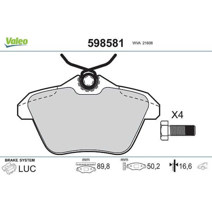 Valeo Bremsbelagsatz 598581 Valeo Bremsbelagsatz 598581