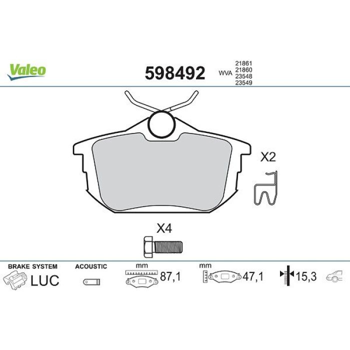 Valeo Bremsbelagsatz 598492 Valeo Bremsbelagsatz 598492