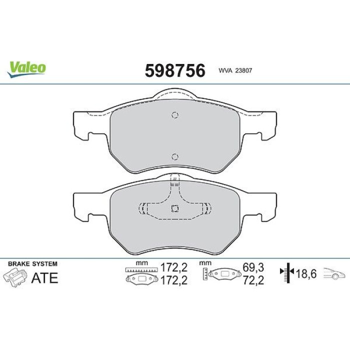 Valeo Bremsbelagsatz 598756 Valeo Bremsbelagsatz 598756