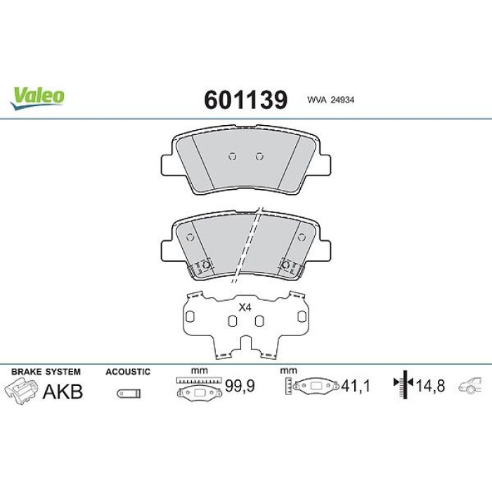Valeo Bremsbelagsatz 601139 Valeo Bremsbelagsatz 601139