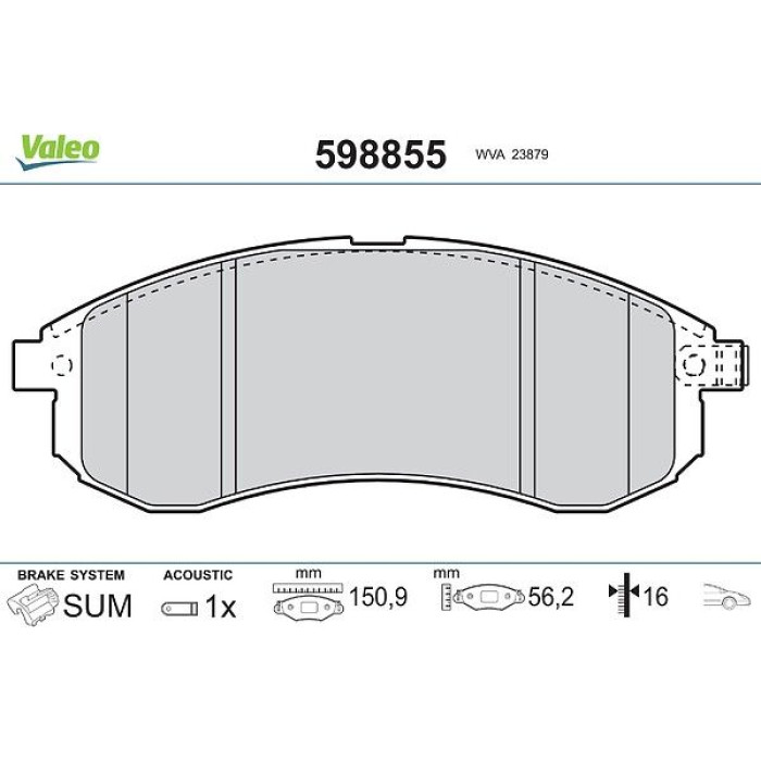 Valeo Bremsbelagsatz 598855 Valeo Bremsbelagsatz 598855
