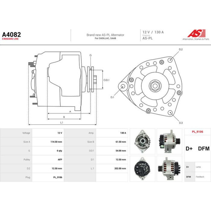 A4082 AS-PL Lichtmaschine (Generator) A4082 A4082 AS-PL Lichtmaschine (Generator) A4082