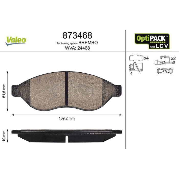 Valeo Bremsbelagsatz 873468 Valeo Bremsbelagsatz 873468