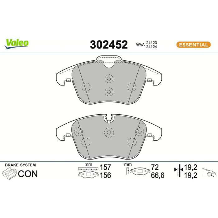 302452 Valeo Bremsbelagsatz 302452 302452 Valeo Bremsbelagsatz 302452
