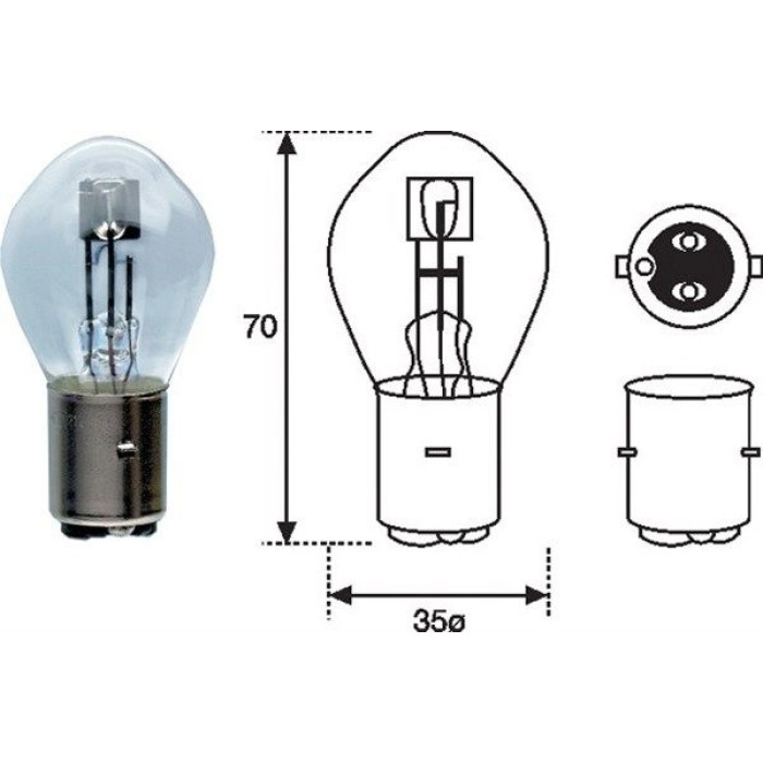 002588200000 Magneti Marelli Glühlampe 002588200000 - S2 12V/35/35W Ba20D (mit Metallspule) 002588200000 Magneti Marelli Glühlampe 002588200000 - S2 12V/35/35W Ba20D (mit Metallspule)