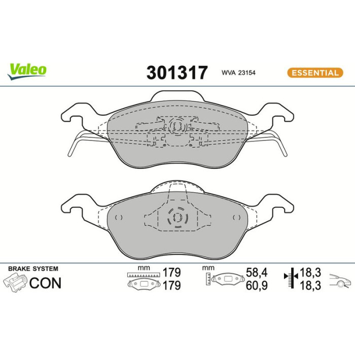 Valeo Bremsbelagsatz 301317 Valeo Bremsbelagsatz 301317