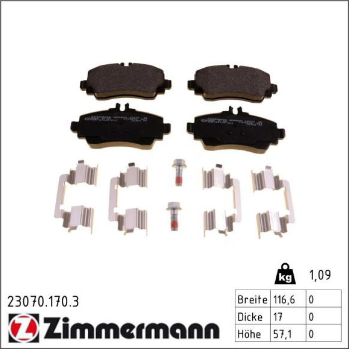 ZIMMERMANN Bremsbeläge 23070.170.3