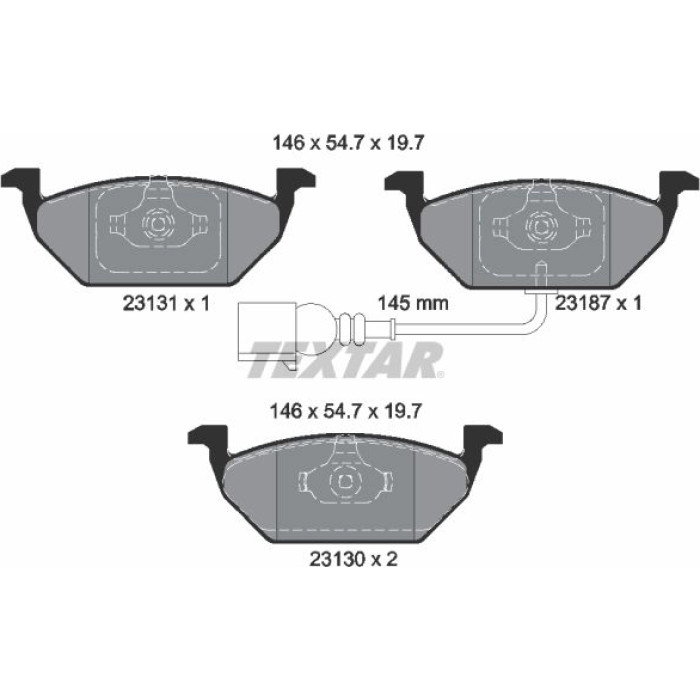 2313101 Textar Bremsbelagsatz 2313101 – mit Verschleißsensor 2313101 Textar Bremsbelagsatz 2313101 – mit Verschleißsensor