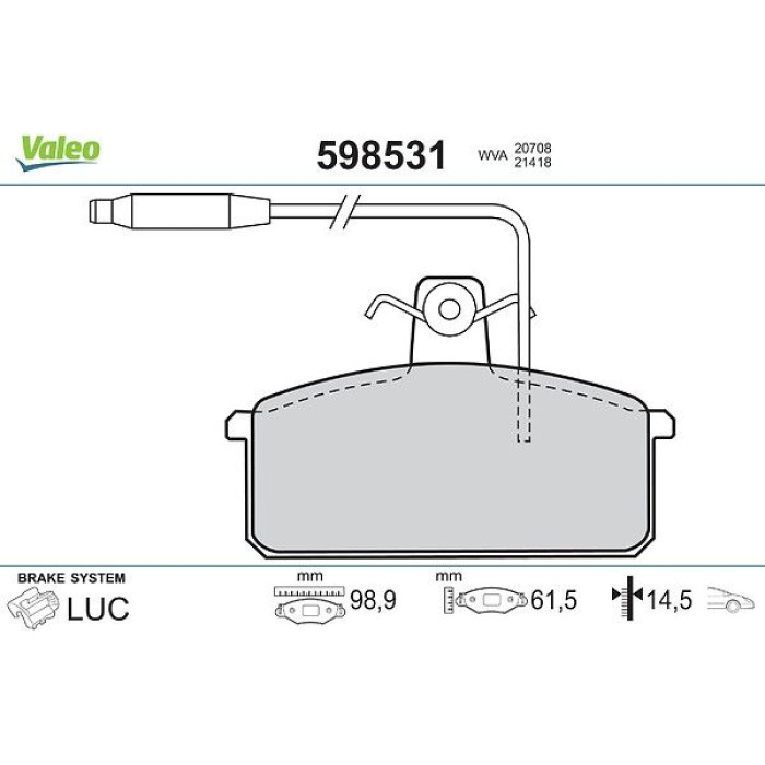 Valeo Bremsbelagsatz 598531 Valeo Bremsbelagsatz 598531