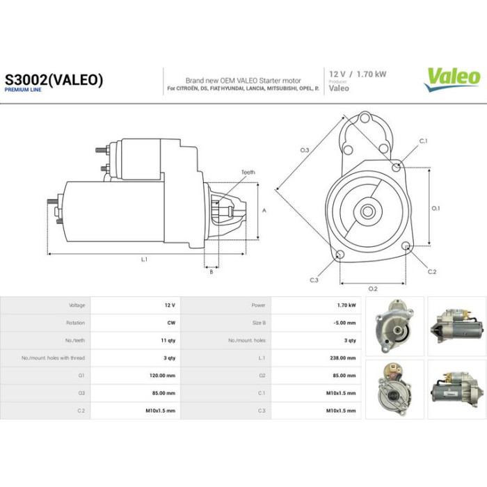 S3002(VALEO) AS-PL Anlasser (Starter) S3002(VALEO)