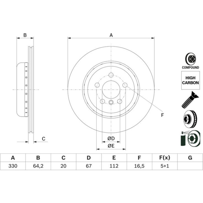 Bosch Bremsscheibe 0 986 479 G15
