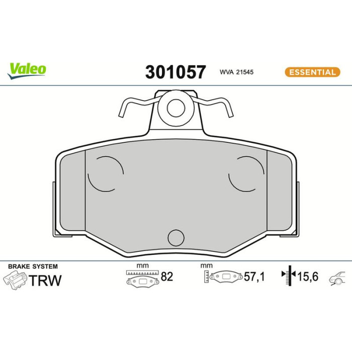 Valeo Bremsbelagsatz 301057 Valeo Bremsbelagsatz 301057