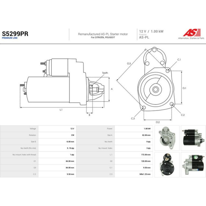 AS-PL Anlasser S5299PR AS-PL Anlasser S5299PR