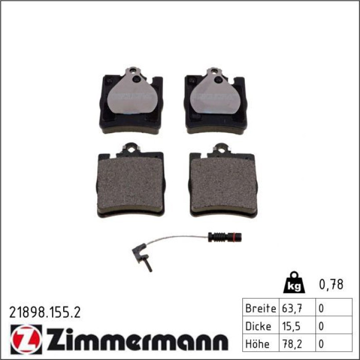 ZIMMERMANN Bremsbeläge 21898.155.2 ZIMMERMANN Bremsbeläge 21898.155.2