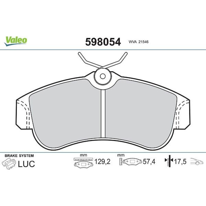 Valeo Bremsbelagsatz 598054 Valeo Bremsbelagsatz 598054