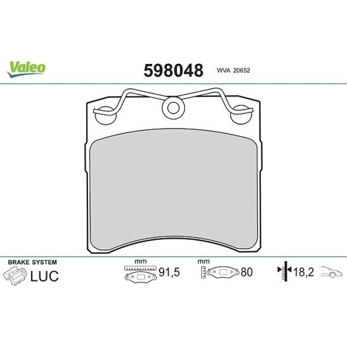Valeo Bremsbelagsatz 598048 Valeo Bremsbelagsatz 598048