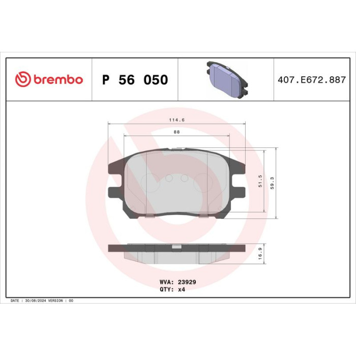 BREMBO Bremsklötze VA P 56 050 BREMBO Bremsklötze VA P 56 050