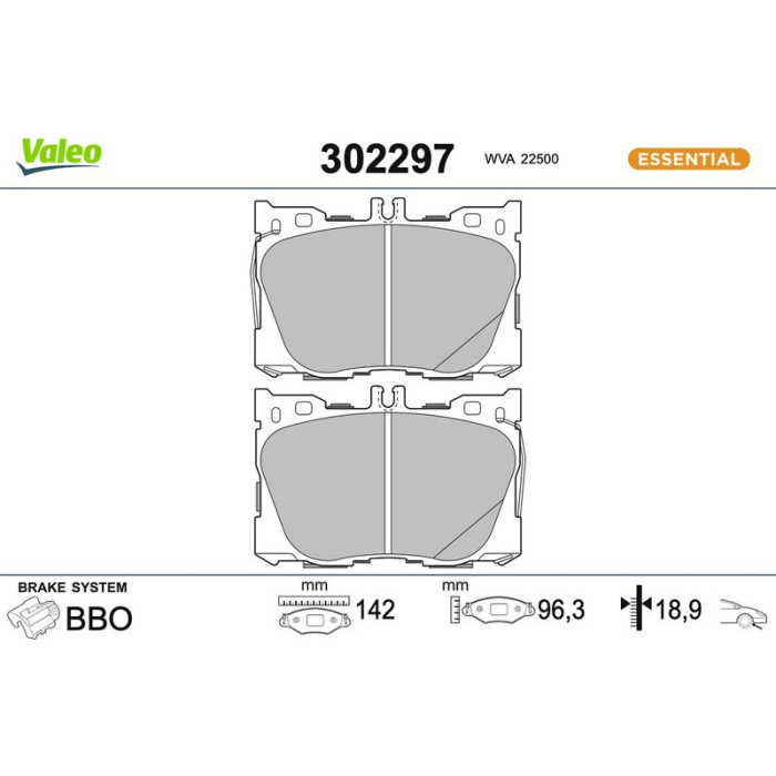 Valeo Bremsbelagsatz 302297 Valeo Bremsbelagsatz 302297